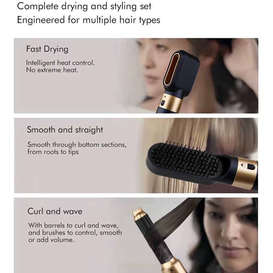 6 in 1 Hair Dryer Multi Styler with Hair Brush Curling Iron Hair Straightener Personal Care Styling Tool Hair Dryer Multi Styler