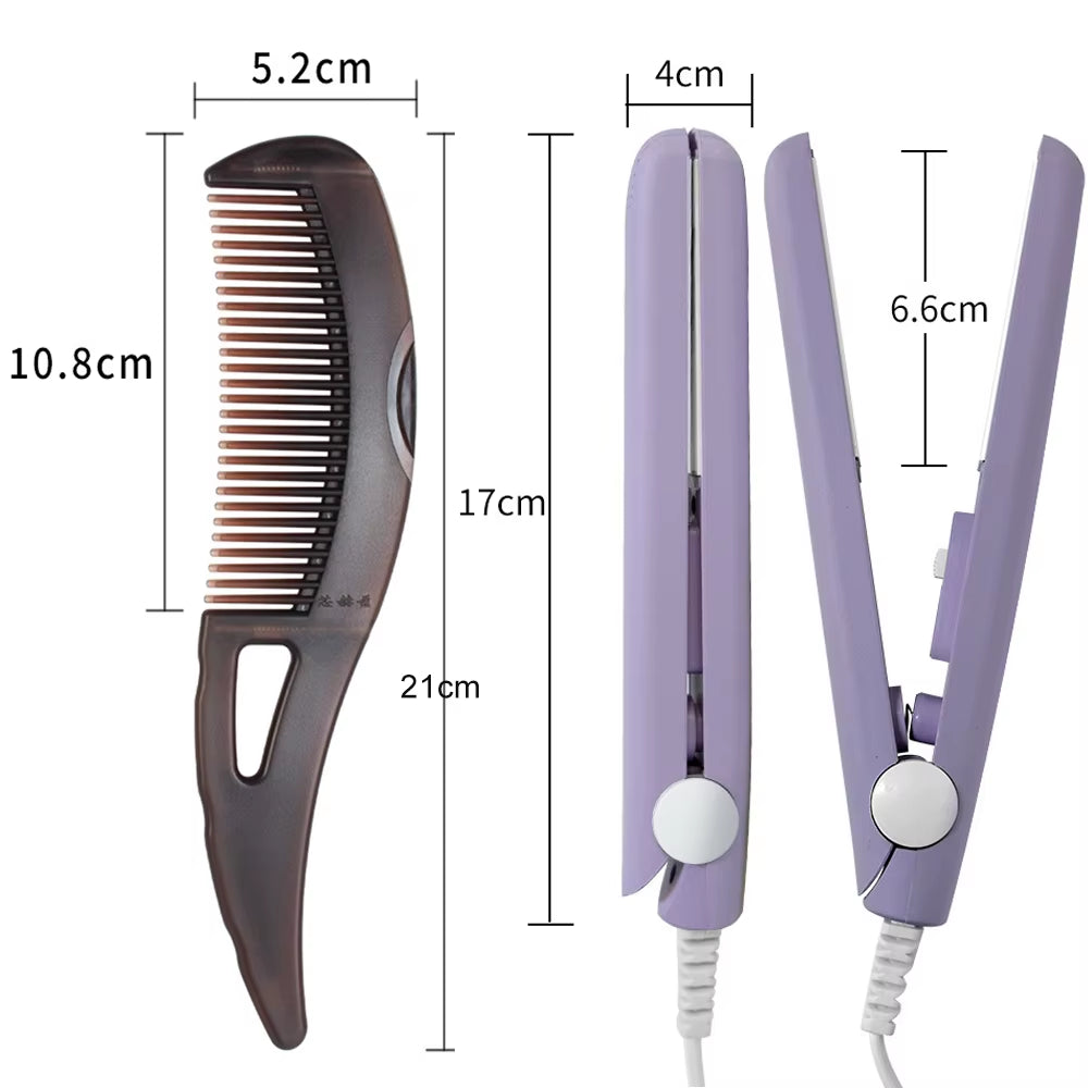 Multicolor Electric Splint with Anti-Dandruff Massage Comb Mini Hair Straightener Versatile Air Bangs Clip Curling Iron Plate