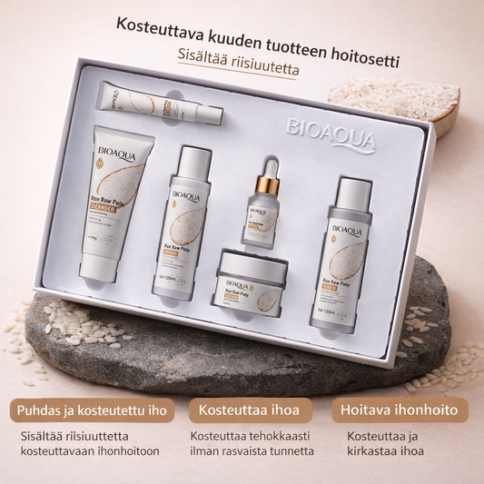 Ihonhoitosetti 6-osainen – kosteuttava ja kiinteyttävä kasvopakkaus | BIOAQUA Rice
