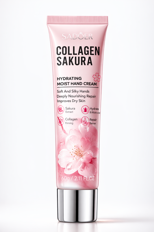 Kollageeni Käsivoide 60g – Kosteuttava & Pehmentävä Käsienhoito SADOER Sakura