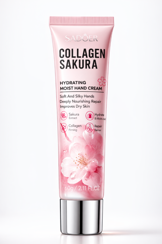Kollageeni Käsivoide 60g – Kosteuttava & Pehmentävä Käsienhoito SADOER Sakura