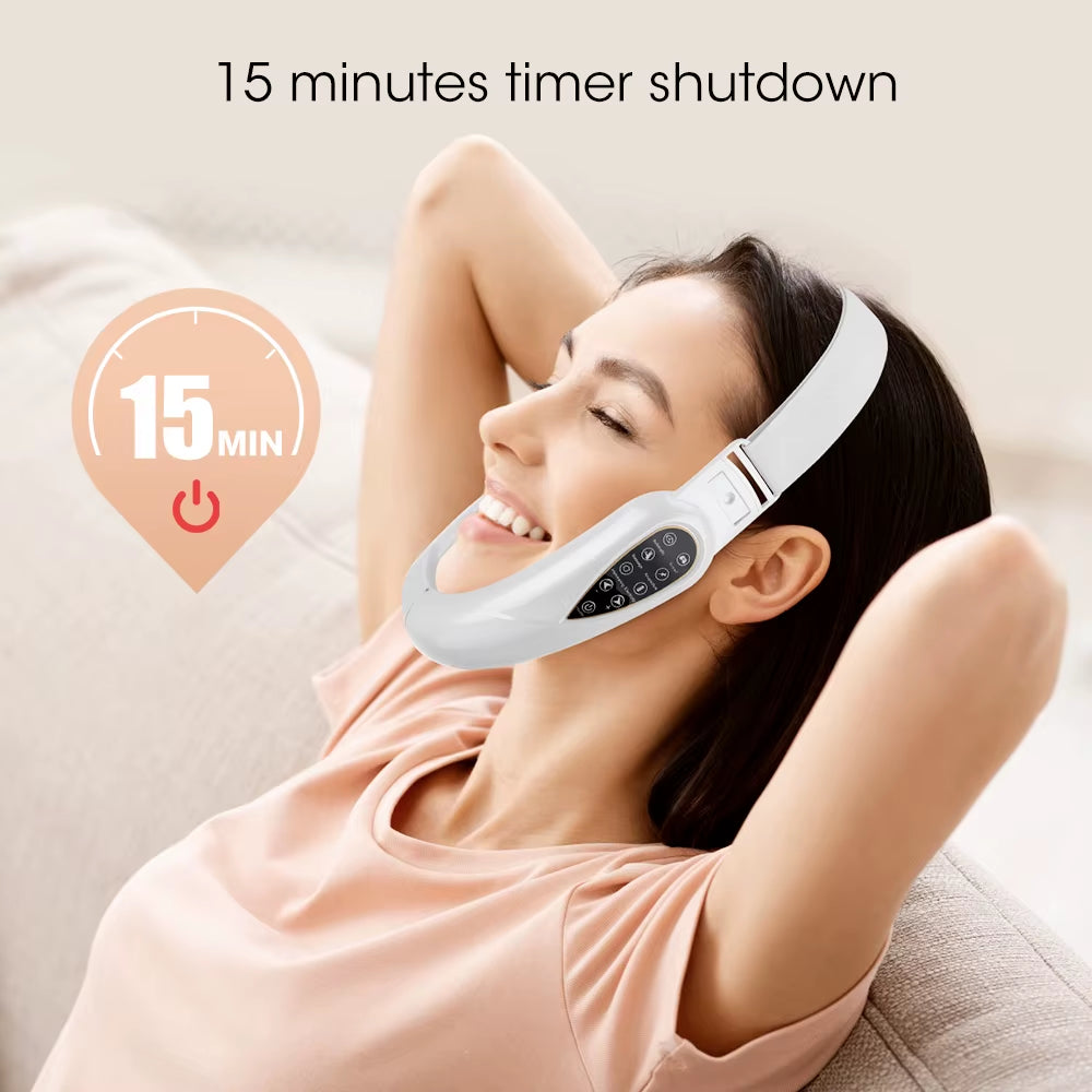 Facial Lifting Device LED Photon Therapy Facial Slimming Vibration Massager Facial Heated Double Chin V Face Vibration Massager