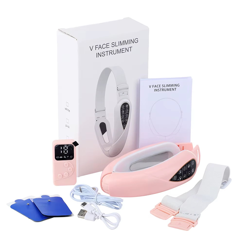 Facial Lifting Device LED Photon Therapy Facial Slimming Vibration Massager Facial Heated Double Chin V Face Vibration Massager