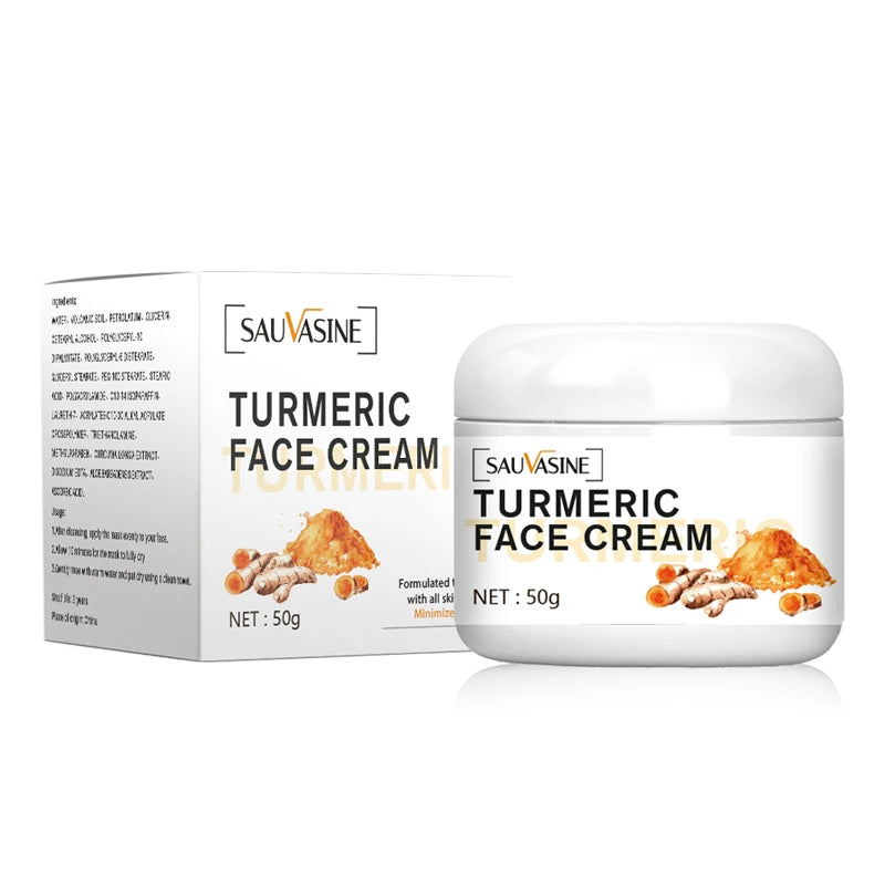 50Ml Turmeric Face Cream Skin Whitening Brighten the Skin Shrink Pores Treat Acne Moisturizing Facial Cream for All Skin Types