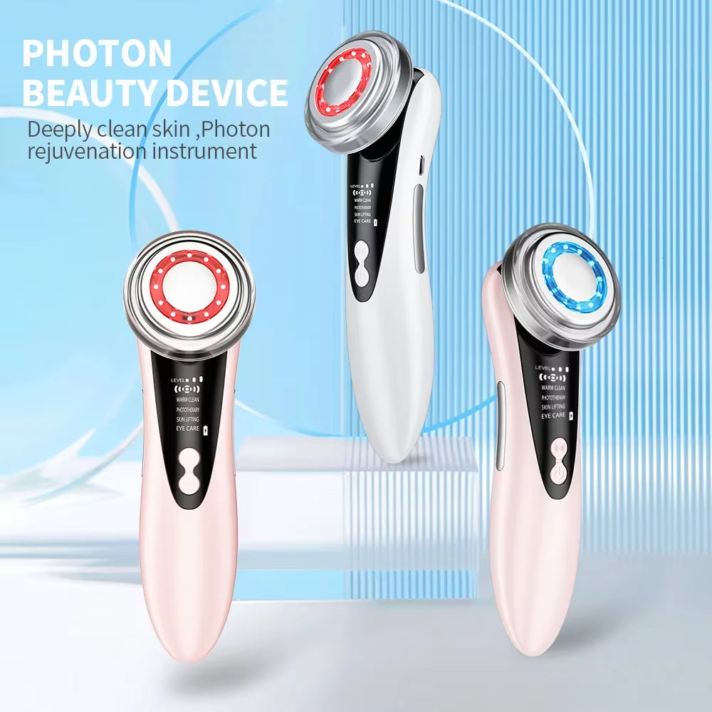 Microcurrent EMS Face Lift Beauty Device LED Red Blue Light Skin Rejuvenation Tightening Electric Facial Massager Wrinkle Remove
