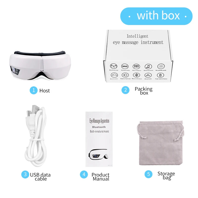 Electric Eye Massager with Heat Vibration Bluetooth Music Massage Relax Glasses DC Eyes Care Device