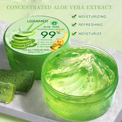 99% Aloe Vera Gel Deep Hydration and Moisturizing Facial Leave-In Gel Shrink Pores Sleep Mask Korean Skincare Products 300G