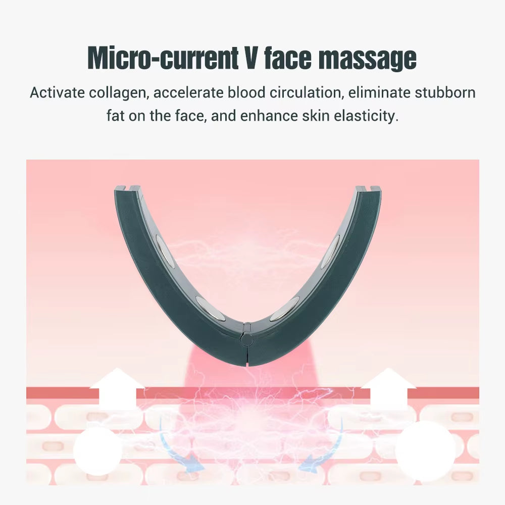Electric V-Face Face Lift Device 6Mode Heated Skin Rejuvenation Double Chin V Face Vibration Massager Wireless Remote Control