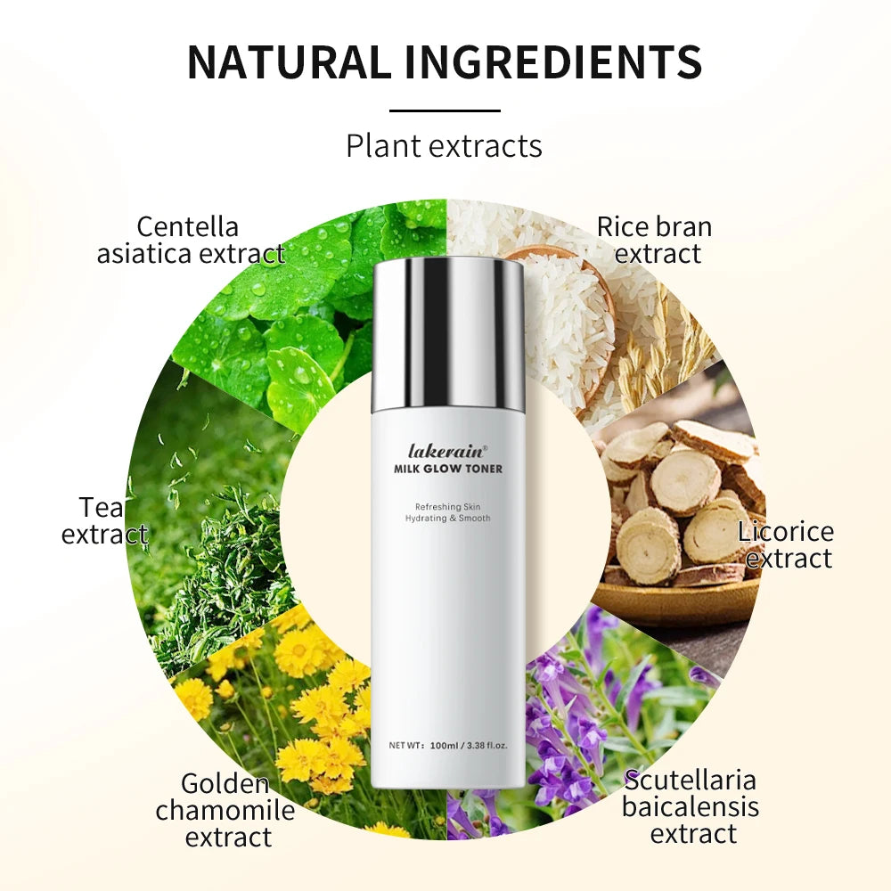Milk Glow Toner Brightening Skin Powerfully Moisturizes Relieve Dry and Tired Skin Locks in Moisture Beauty Skin Care 100ML