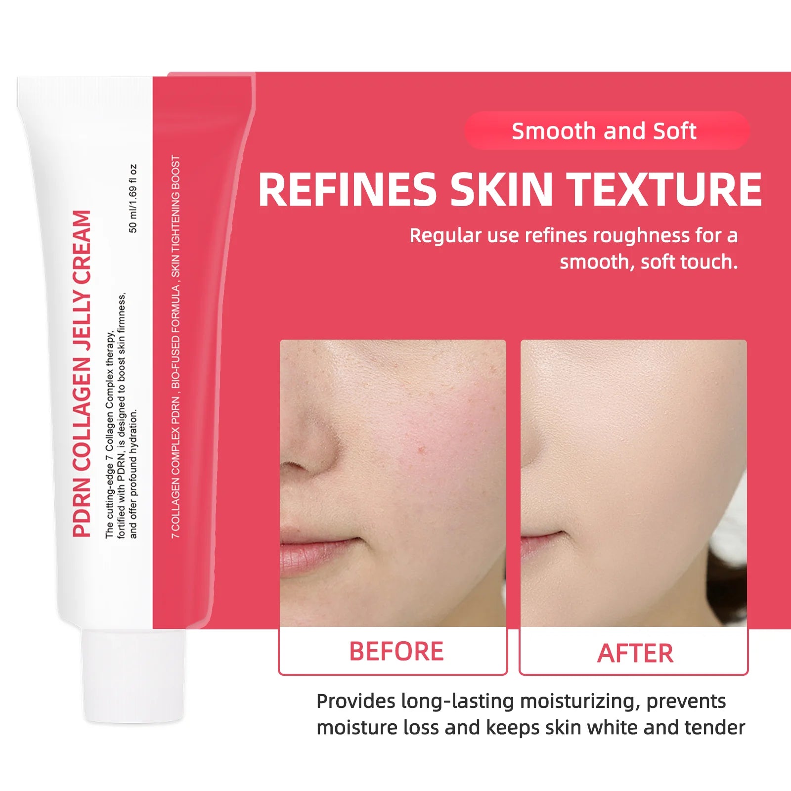 PDRN Collagen Jelly Cream Anti-Wrinkle Firms Lifts Accelerate Tissue Repair & Boost Elasticity 7 Collagen Complex + PDRN Synergy