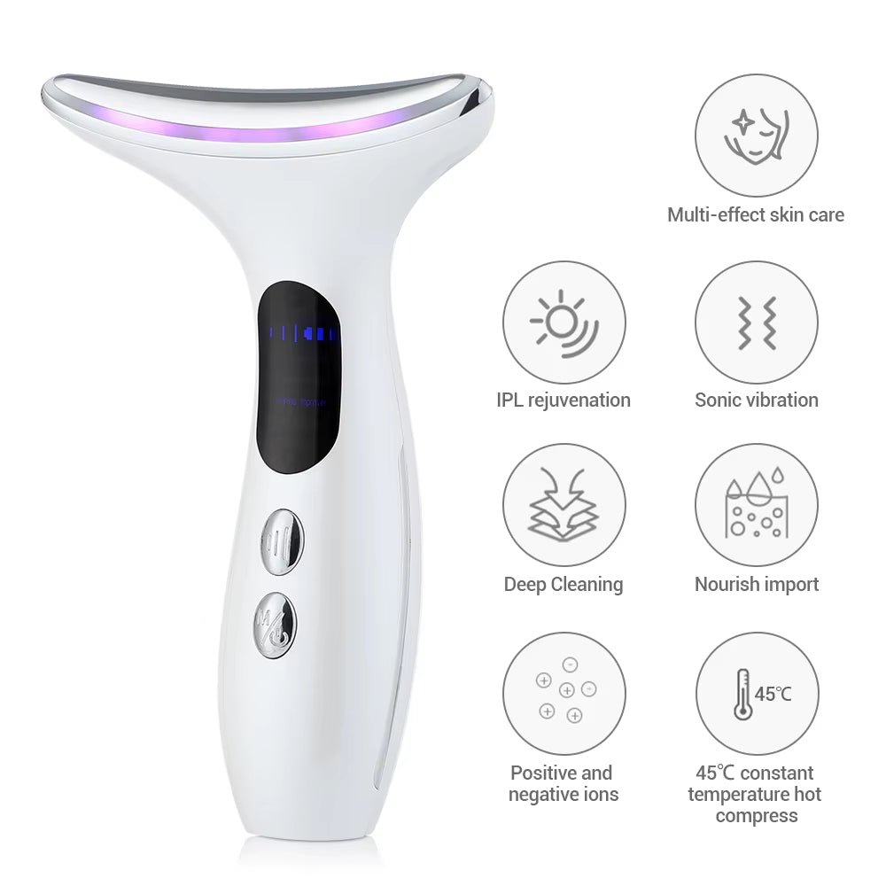 7In1 Face Lift Device EMS RF Microcurrent Skin Rejuvenation Facial Massager + 3Color Neck Face Beauty Device Removal Double Chin