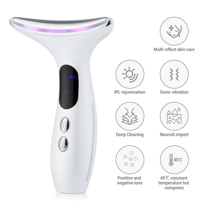 7In1 Face Lift Device EMS RF Microcurrent Skin Rejuvenation Facial Massager + 3Color Neck Face Beauty Device Removal Double Chin