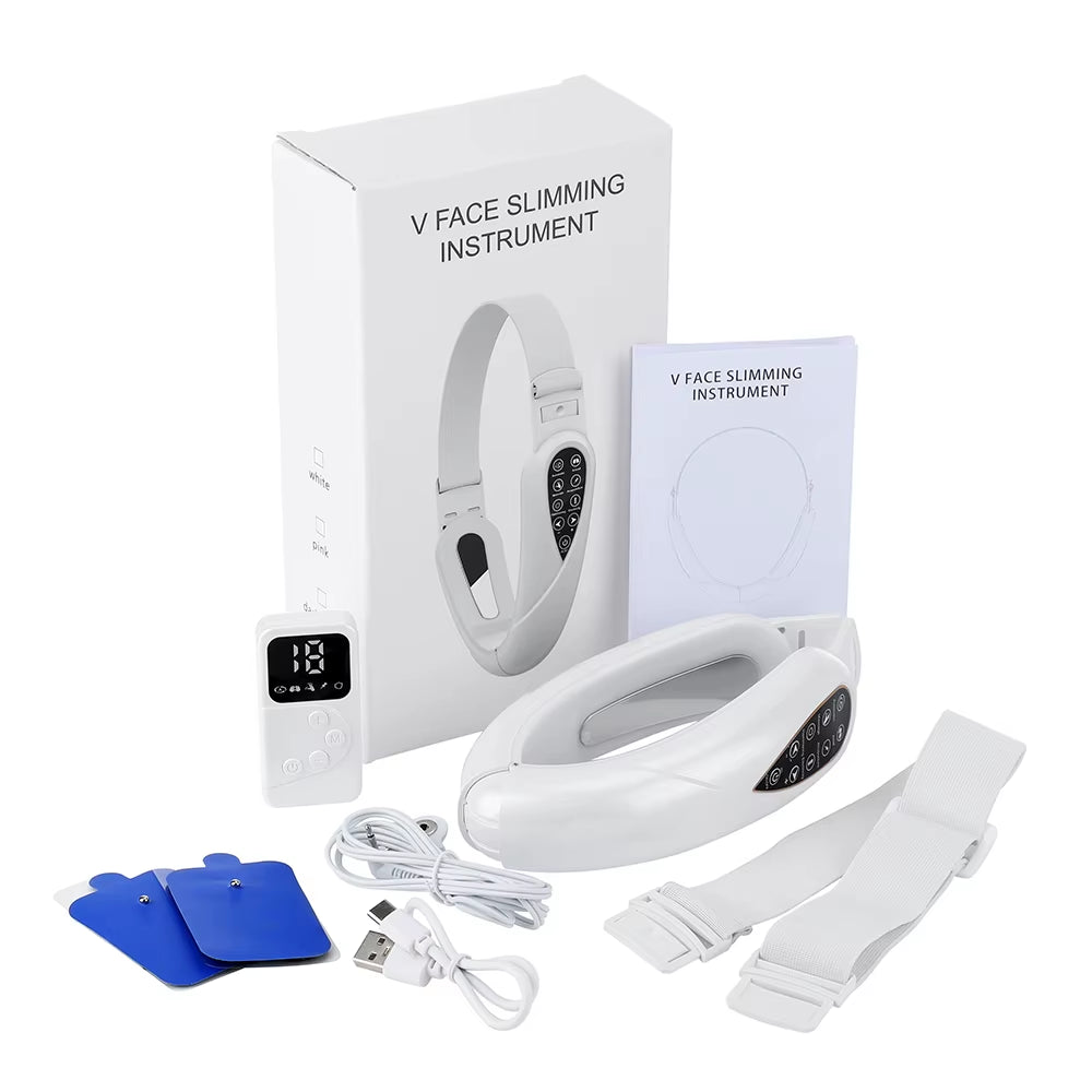 Facial Lifting Device LED Photon Therapy Facial Slimming Vibration Massager Facial Heated Double Chin V Face Vibration Massager