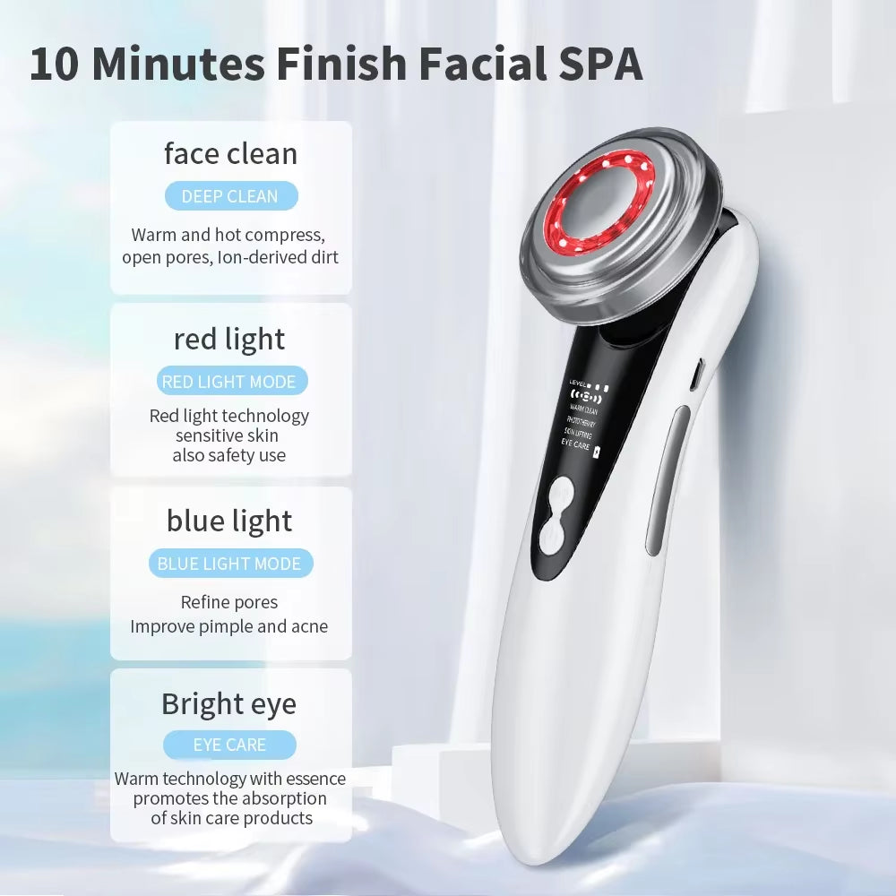 Microcurrent EMS Face Lift Beauty Device LED Red Blue Light Skin Rejuvenation Tightening Electric Facial Massager Wrinkle Remove
