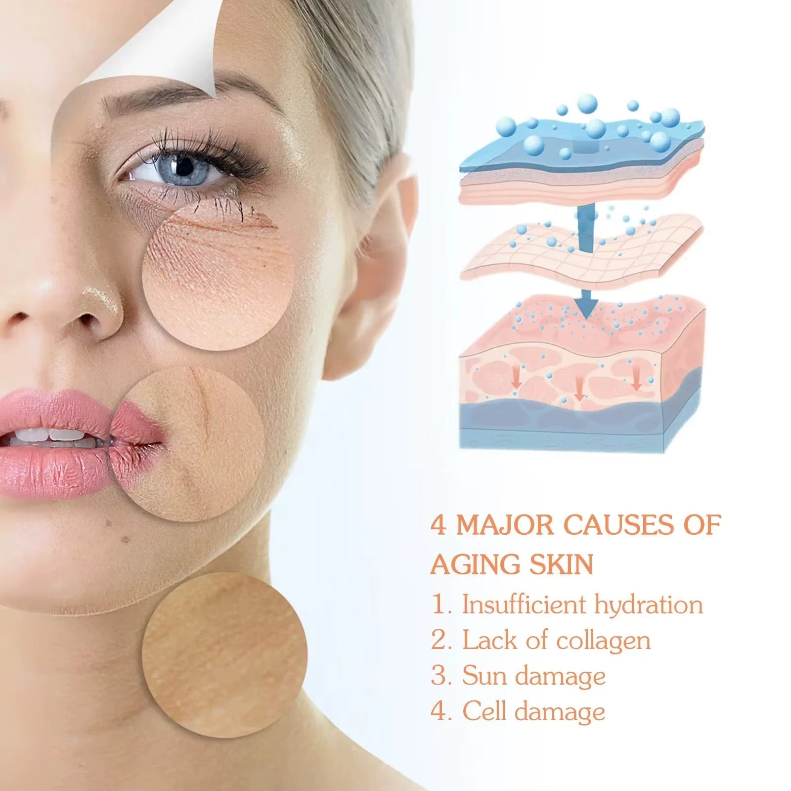 Anti Wrinkle Face Serum Hyaluronic Acid anti Aging Shrink Pore Lifting Firming Wh-Itening Sp-Ots Moisturizing Skin Care Products