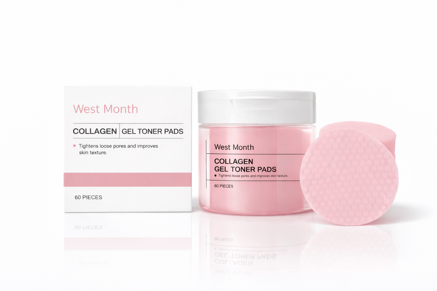 West & Month kollageen puhdistuslaput – (60 kpl)