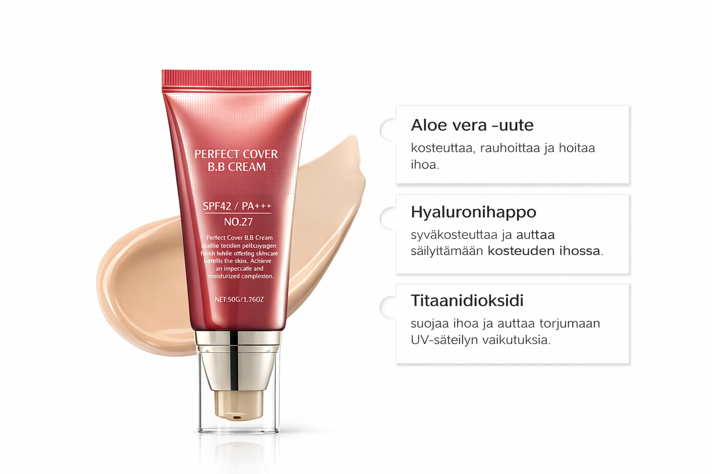 BB-Meikkivoide SPF 42 PA+++ 50g – Aurinkosuoja & Täysi Peitto Tinted Moisturizer