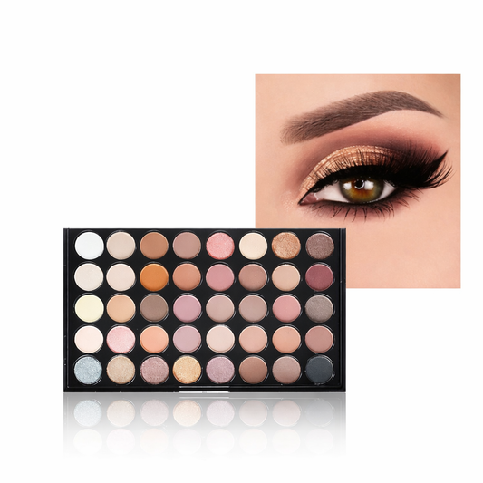 Luomiväripaletti 40 Väriä – Nude, Glitter & Matte Eyeshadow Palette Siveltimellä