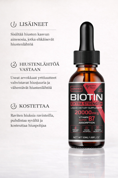 Biotin Hiustenkasvuseerumi – Hiustenlähtöön ja Päänahkan Hoito Spray 30/50ml