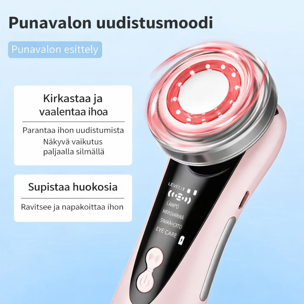 5-in-1 EMS Kasvohoitolaite – LED-Valoterapia, Kiinteytys