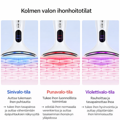 Mikrovirta EMS kasvo- ja kaulalaite – LED punavaloterapia, kiinteyttää ihoa ja vähentää juonteita