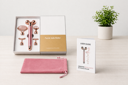 Sähköinen Kasvohierontalaite 5-in-1 – Rose Quartz Värinähieroja & Gua Sha