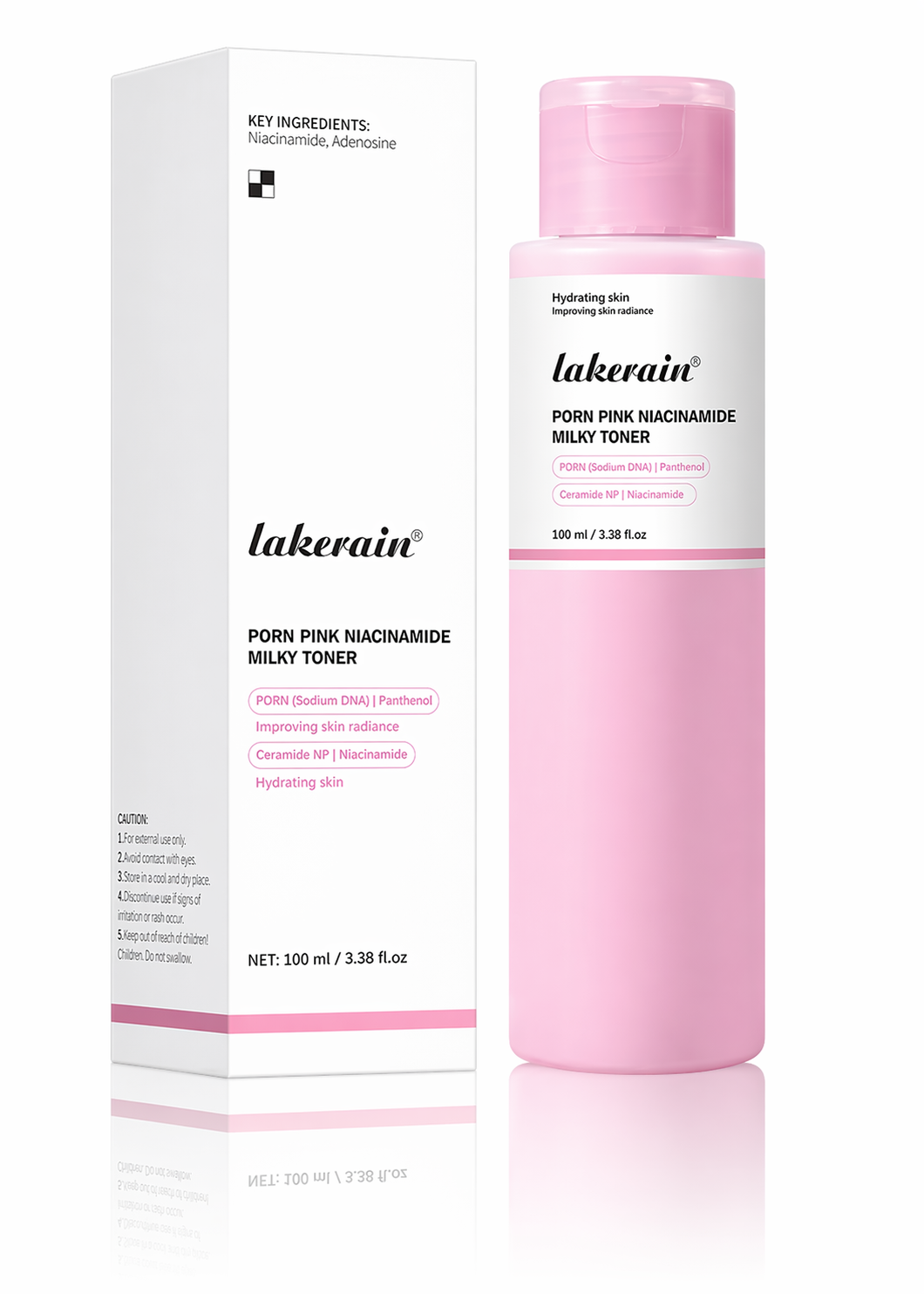 PDRN Pink Niasinamiidi Maitokasvovesi Lakerain   100 ml – Kosteuttava ja Kirkastava Korealainen Kasvovesi