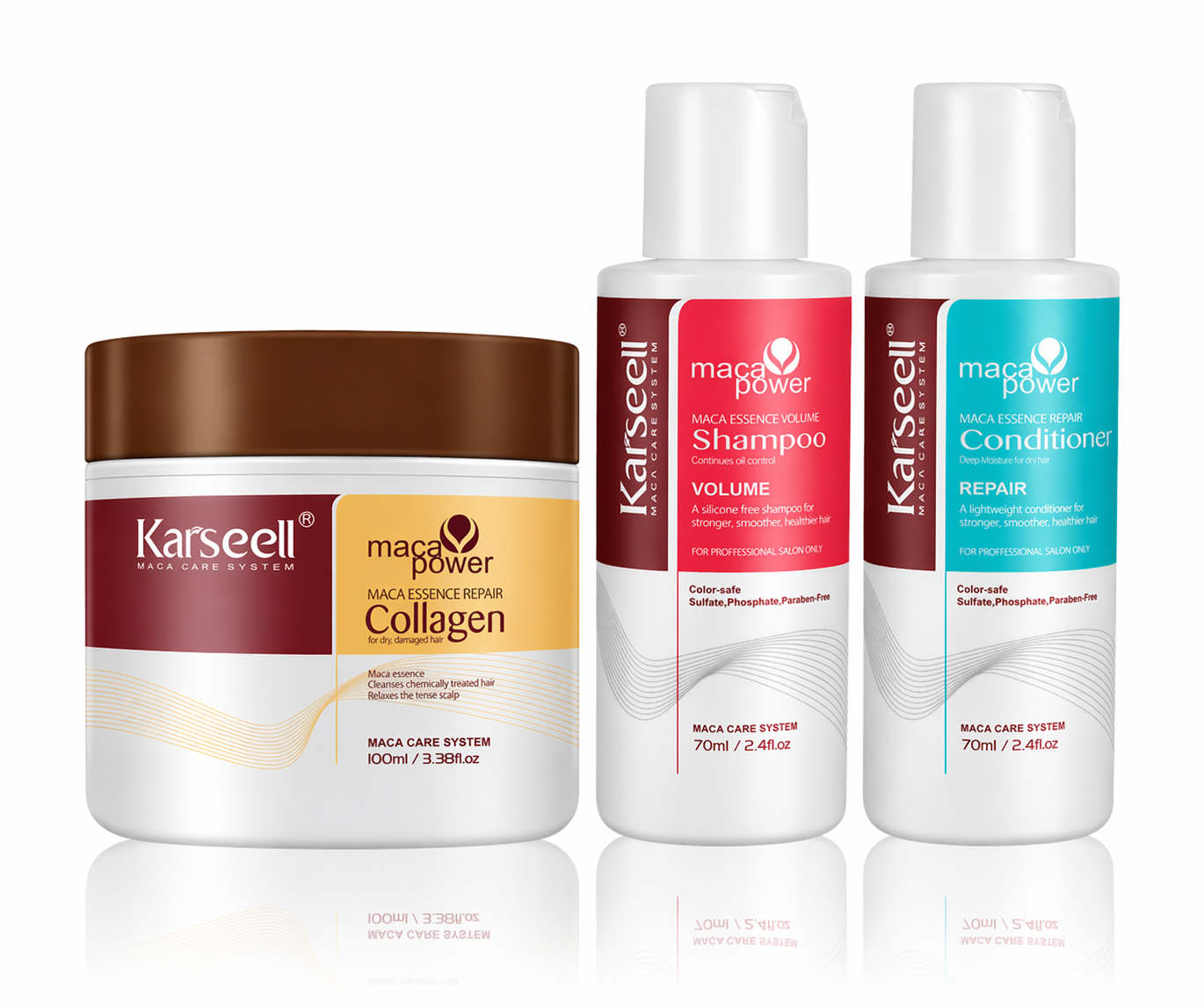 Kollageeni Hiushoitosetti – Syväkorjaava Hiusnaamio, Shampoo & Hoitoaine setti Kuiville Hiuksille