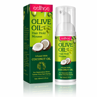 Kosteuttava & Kihara Muotoiluvaahto 60ml Oliivi Moringa Kookos Hiusvaahto