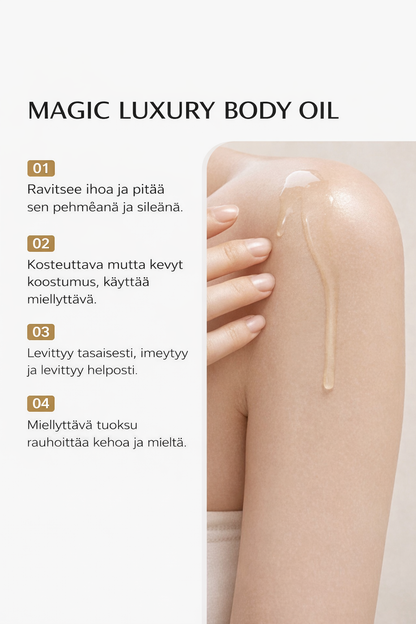 Kiinteyttävä vartaloöljy – Kosteuttava & Nuorentava öljy  Magic Luxury Body oil 100ml