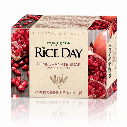 Korealainen Riisisaippua RICE DAY – Granaattiomena, Lootuskukka tai Riisileseöljy