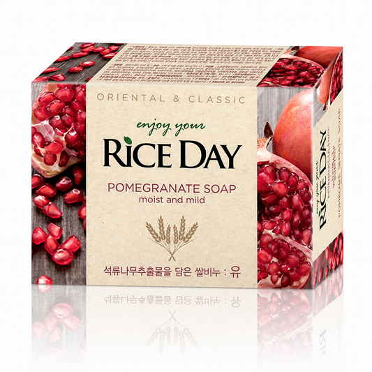 Korealainen Riisisaippua RICE DAY – Granaattiomena, Lootuskukka tai Riisileseöljy