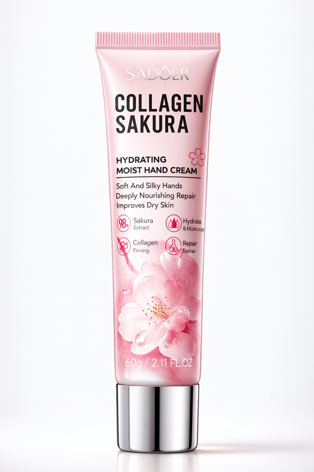 Kollageeni Käsivoide 60g – Kosteuttava & Pehmentävä Käsienhoito SADOER Sakura