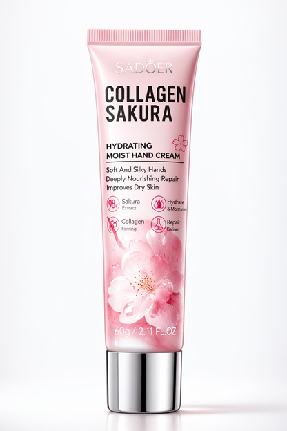 Kollageeni Käsivoide 60g – Kosteuttava & Pehmentävä Käsienhoito SADOER Sakura