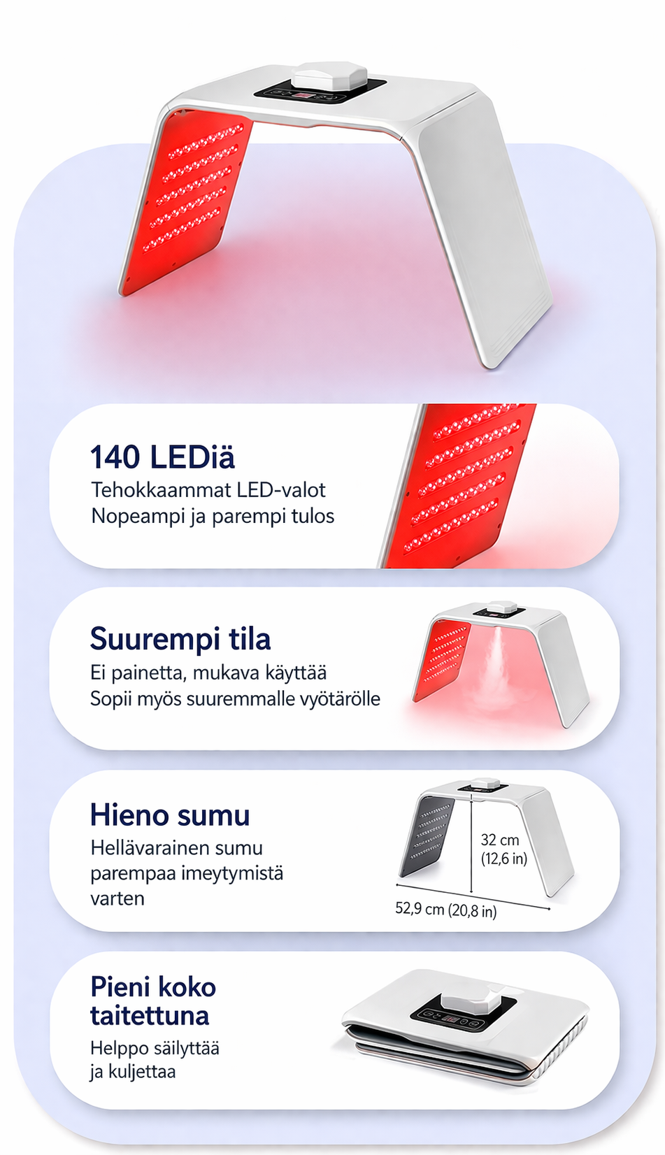 7-värinen LED Kasvomaski Nano-Sumutin - Kotikauneudenhoitolaite EU-pistoke