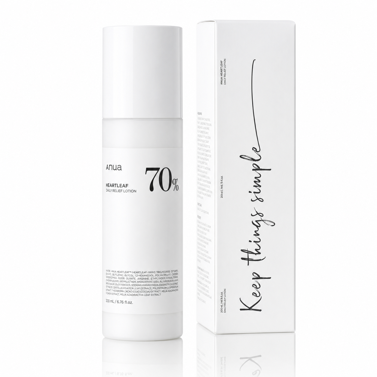 Korealainen Heartleaf Lotion 70% – Kolminkertainen Hyaluronihappo, Rauhoittava & Kosteuttava Kasvovoide 200ml