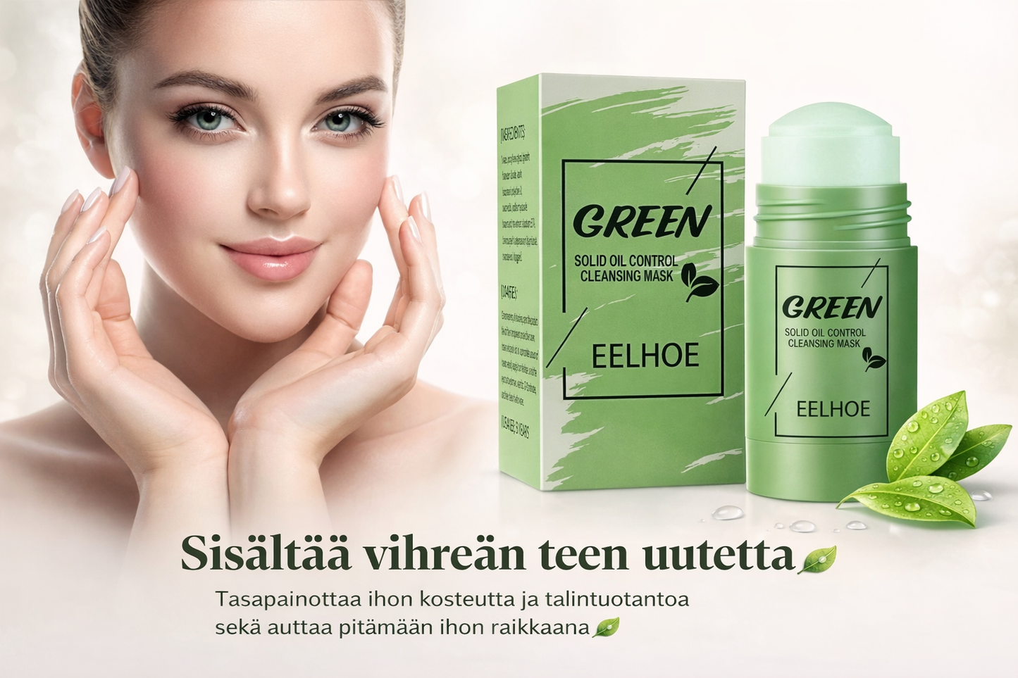 Vihreä Tee Syväpuhdistusnaamio – Kiinteä Savinaamio Rasvoittuvalle Iholle 40ml