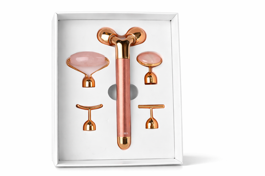 Sähköinen Kasvohierontalaite 5-in-1 – Rose Quartz Värinähieroja & Gua Sha