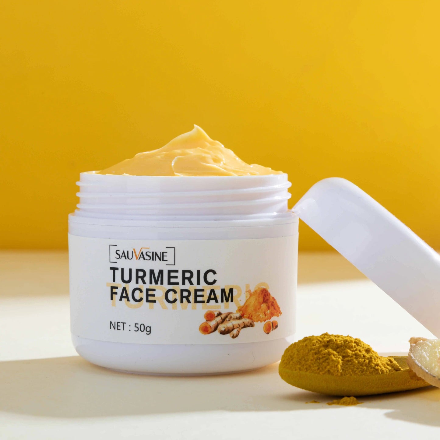 50Ml Turmeric Face Cream Skin Whitening Brighten the Skin Shrink Pores Treat Acne Moisturizing Facial Cream for All Skin Types