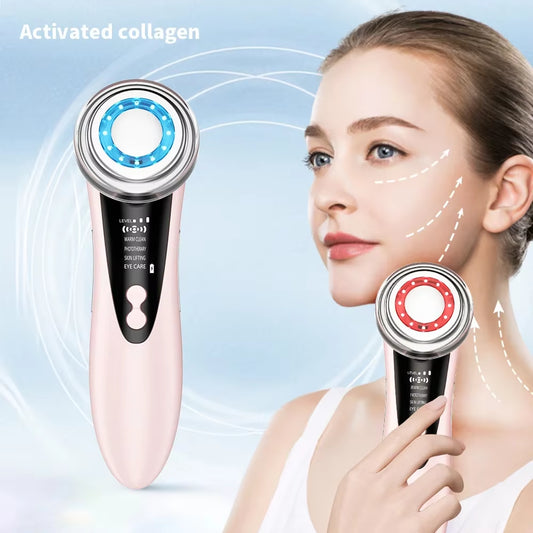 Microcurrent EMS Face Lift Beauty Device LED Red Blue Light Skin Rejuvenation Tightening Electric Facial Massager Wrinkle Remove