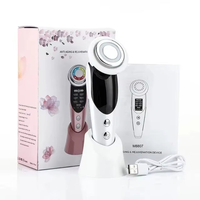 7In1 Face Lift Device EMS RF Microcurrent Skin Rejuvenation Facial Massager + 3Color Neck Face Beauty Device Removal Double Chin