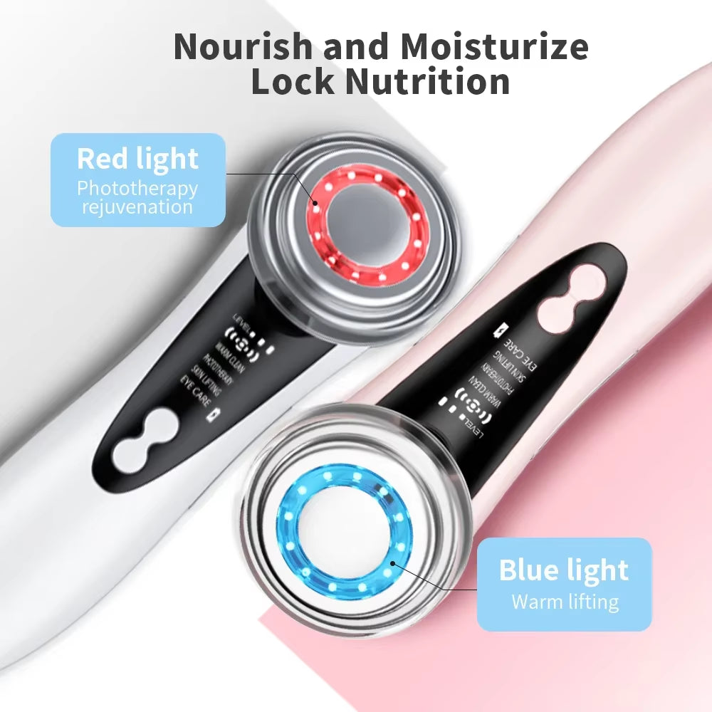 Microcurrent EMS Face Lift Beauty Device LED Red Blue Light Skin Rejuvenation Tightening Electric Facial Massager Wrinkle Remove