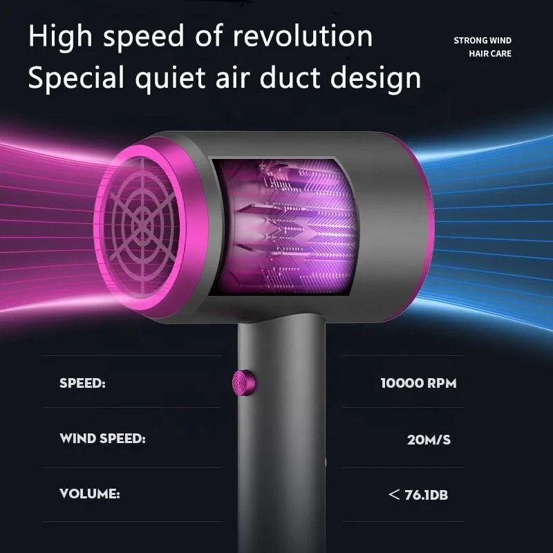 High-Speed Electric Turbine Air Blower Low Noise Constant Temperature Fast Drying Portable Negative Ion Hair Dryer