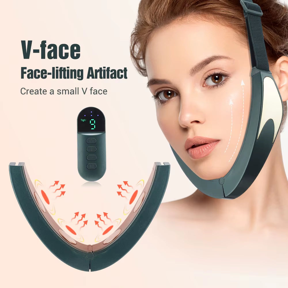 Electric V-Face Face Lift Device 6Mode Heated Skin Rejuvenation Double Chin V Face Vibration Massager Wireless Remote Control