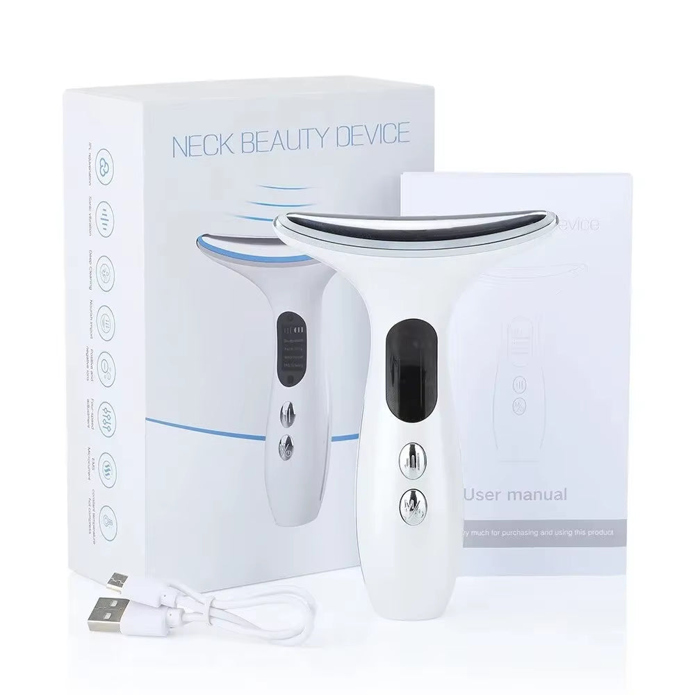 7In1 Face Lift Device EMS RF Microcurrent Skin Rejuvenation Facial Massager + 3Color Neck Face Beauty Device Removal Double Chin