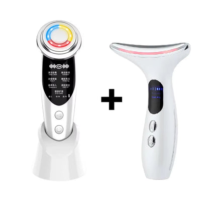 7In1 Face Lift Device EMS RF Microcurrent Skin Rejuvenation Facial Massager + 3Color Neck Face Beauty Device Removal Double Chin