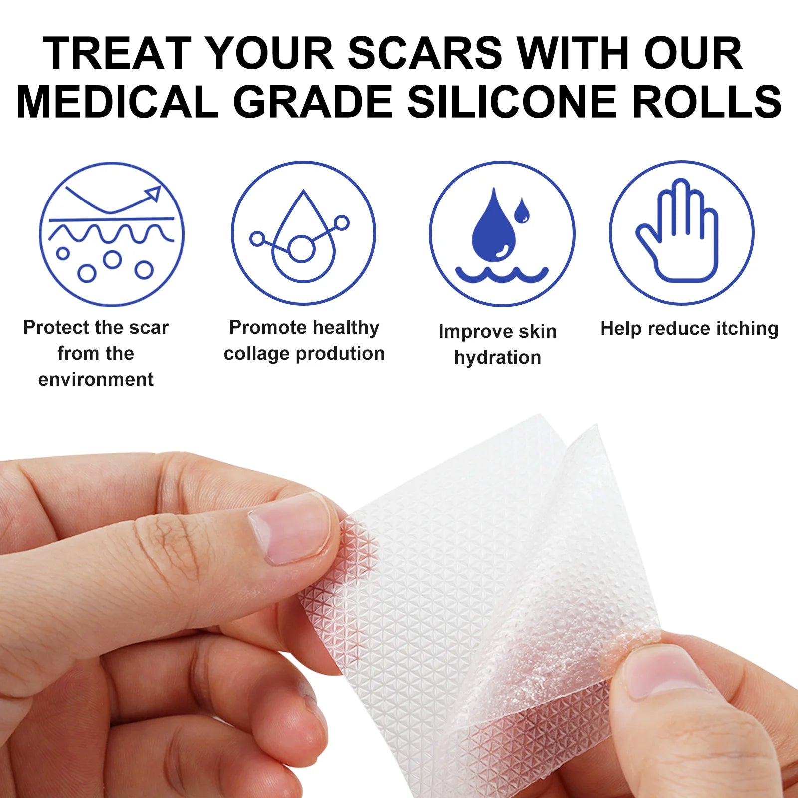 1 Roll Invisible Silicone Scar Sheets Self-Adhesive Scar Cover Tape Reusable and Effective Skin Care Strips