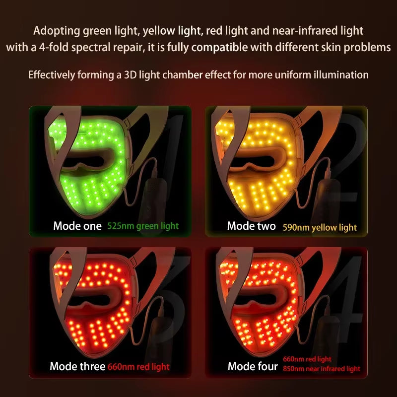 4 Color Light Facial Led Mask Red Light Therapy 320 Beads Face Photon Light Skin Rejuvenation anti Wrinkle anti Acne Beauty Care