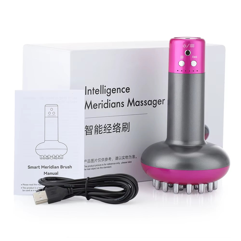 Electric Massage Meridian Brush anti Cellulite Guasha Body Massager Red Light Microcurrent Vibration Lymphatic Drainage Machine