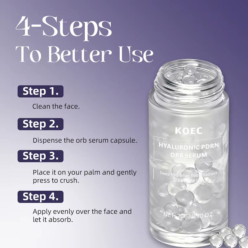 Korean Hyaluronic PDRN Orb Serum Spherical Particles Beads Face Essence Deep Hydration Salmon DNA Plumping Firming Moisturizer
